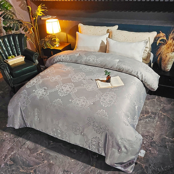 91家纺网 家纺一手货源 找家纺 金同成家纺 2025新款蚕丝被保暖被春秋冬季被子学生季婚庆拉链子母被被子被芯 自由灰