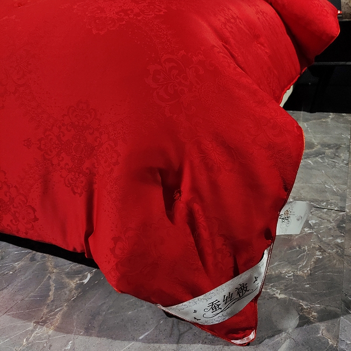 91家纺网 家纺一手货源 找家纺 金同成家纺 2025新款蚕丝被保暖被春秋冬季被子学生季婚庆拉链子母被被子被芯 中国红