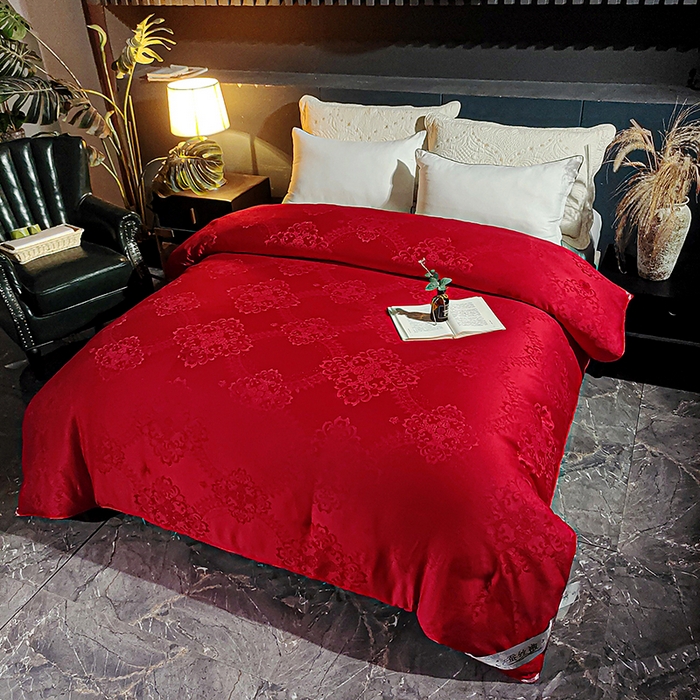 91家纺网 家纺一手货源 找家纺 金同成家纺 2025新款蚕丝被保暖被春秋冬季被子学生季婚庆拉链子母被被子被芯 中国红