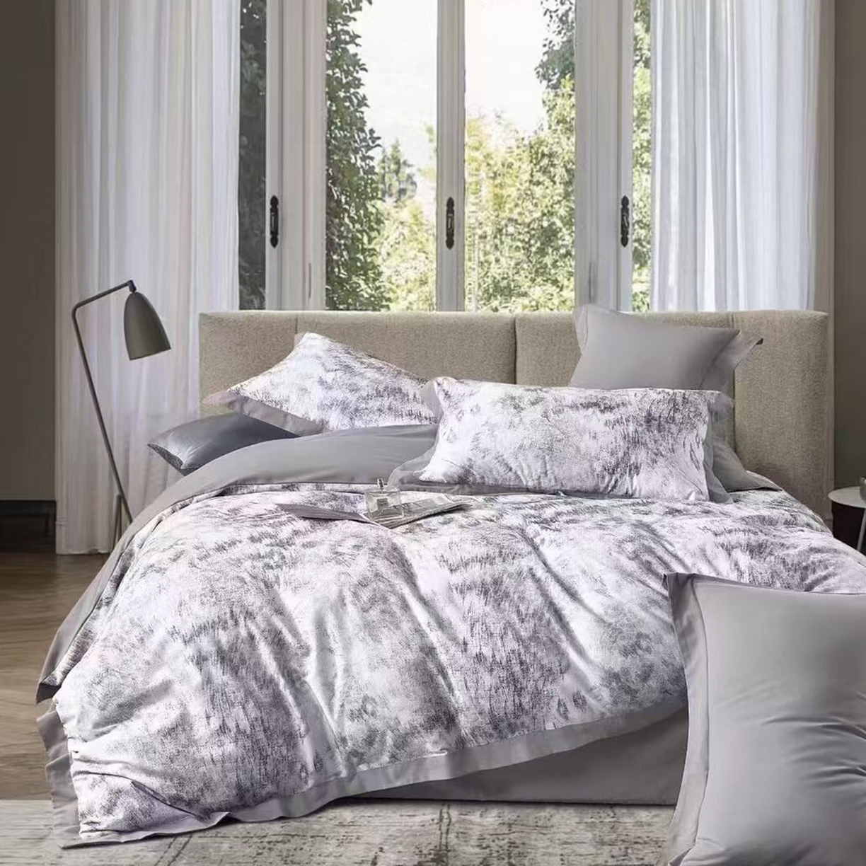 91家纺网 家纺一手货源 找家纺 （总）未来家居 2025秋冬新款全棉超柔磨毛拼角宽边工艺款四件套