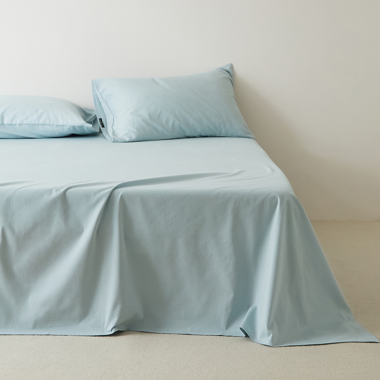 91家纺网 家纺一手货源 找家纺 EH家居 2025新款全棉磨毛纯色单床单-云栖系列 海蓝