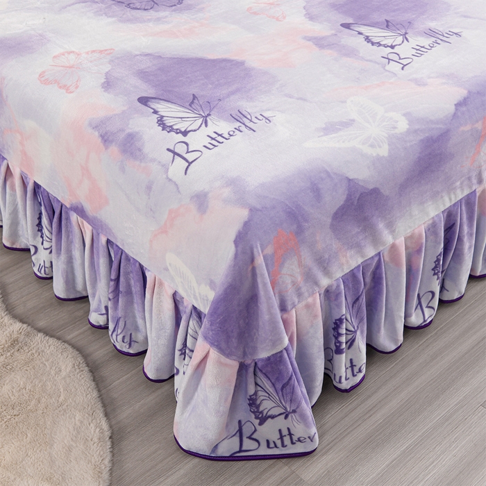 91家纺网 家纺一手货源 找家纺 羽梦2025新款8.5斤牛奶法莱绒金貂法兰绒四件套直播爆款紫韵