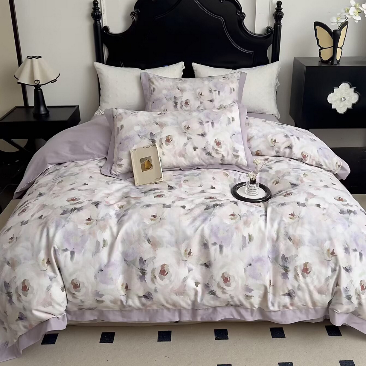 未来家居 2025秋冬新款全棉超柔磨毛拼角宽边工艺款四件套 心柔