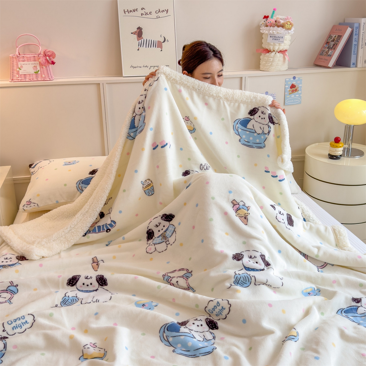 91家纺网 家纺一手货源 找家纺 （总）丝幔家纺 2025新款A类卡通牛奶绒毛毯多功能毯