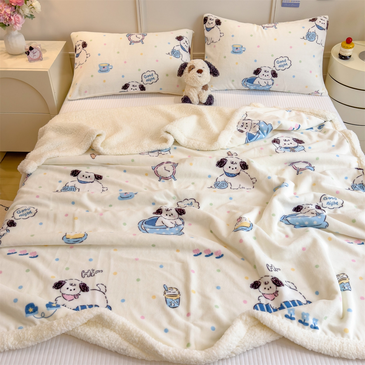 91家纺网 家纺一手货源 找家纺 （总）丝幔家纺 2025新款A类卡通牛奶绒毛毯多功能毯