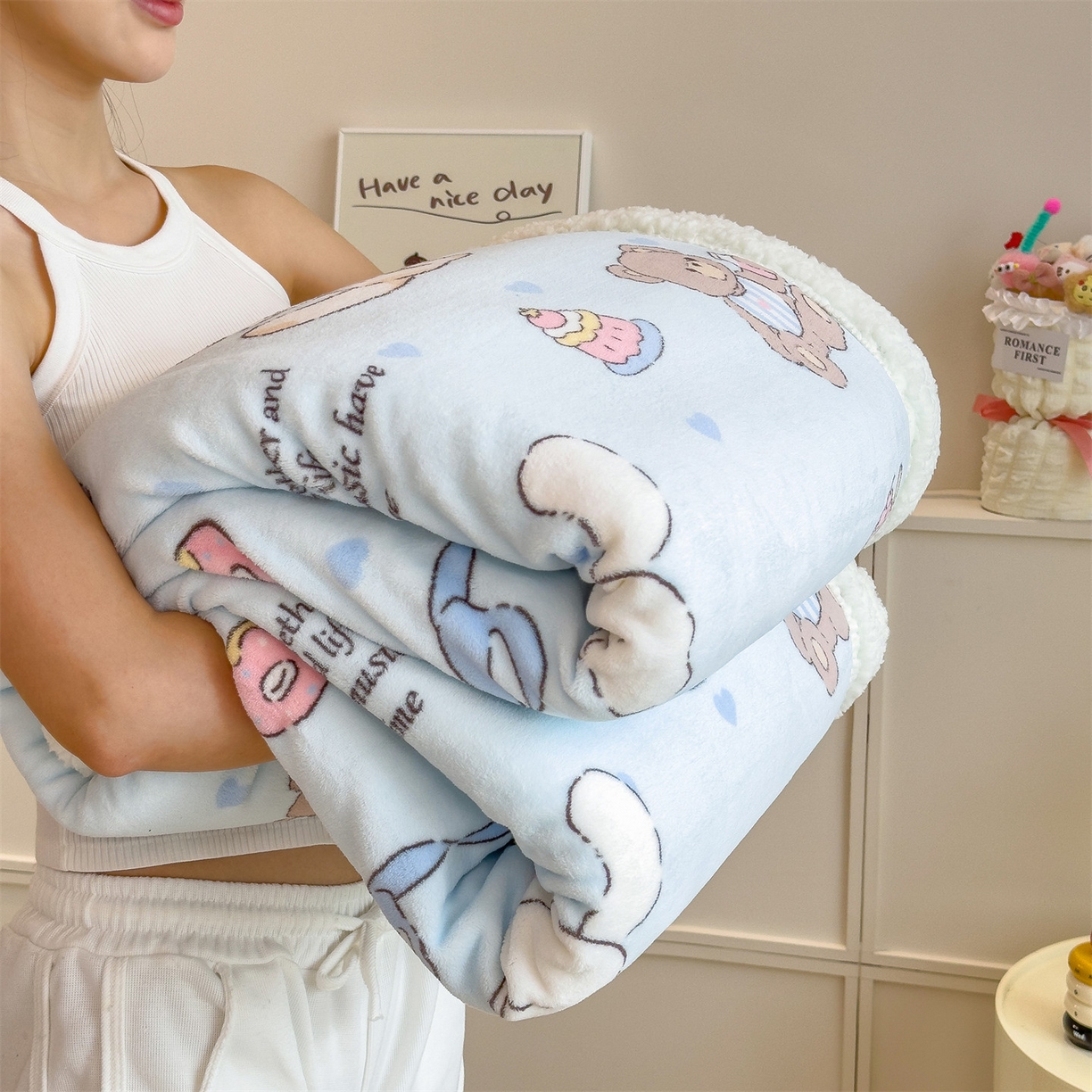 91家纺网 家纺一手货源 找家纺 （总）丝幔家纺 2025新款A类卡通牛奶绒毛毯多功能毯