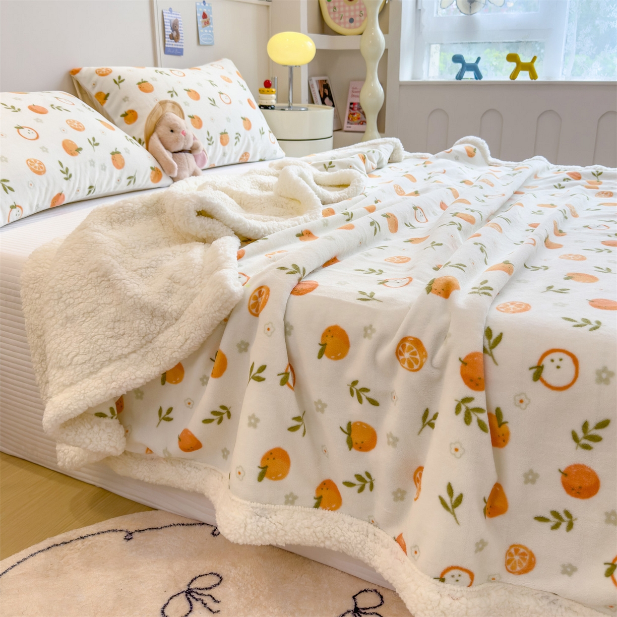 91家纺网 家纺一手货源 找家纺 丝幔家纺 2025新款A类卡通牛奶绒毛毯多功能毯 大橘大利