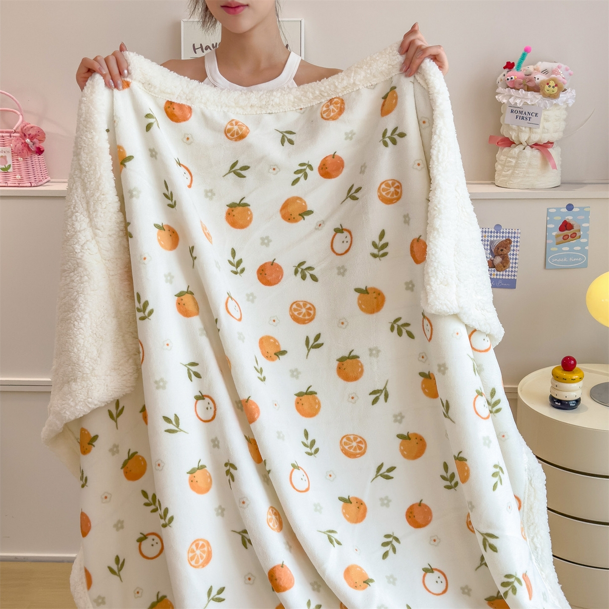 91家纺网 家纺一手货源 找家纺 丝幔家纺 2025新款A类卡通牛奶绒毛毯多功能毯 大橘大利