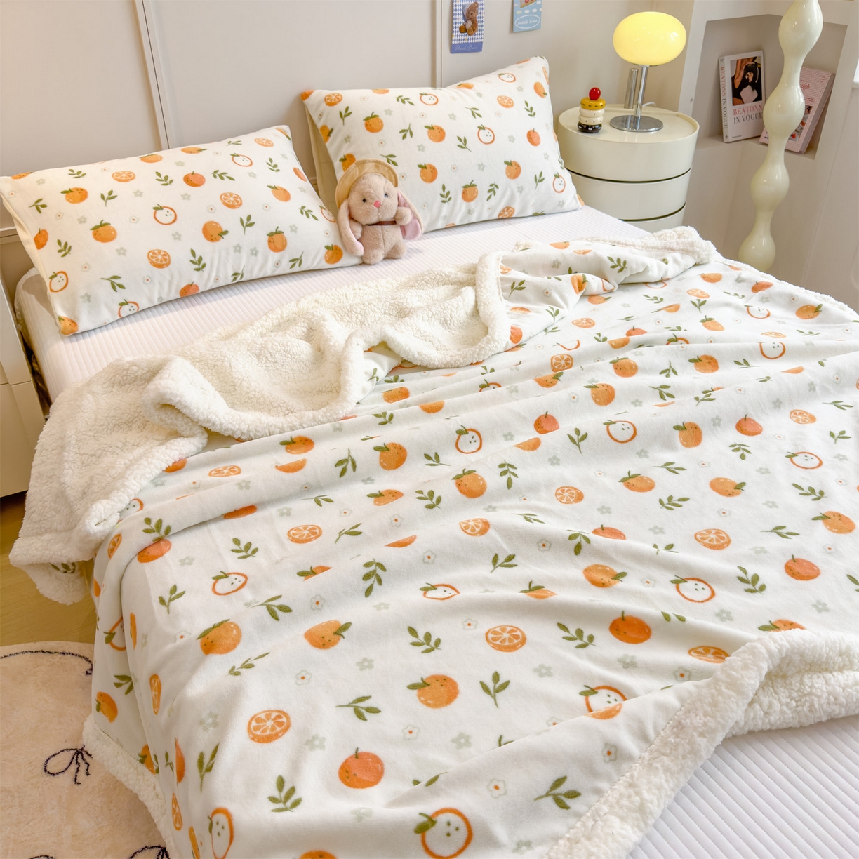 91家纺网 家纺一手货源 找家纺 丝幔家纺 2025新款A类卡通牛奶绒毛毯多功能毯 大橘大利