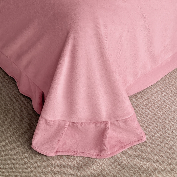 91家纺网 家纺一手货源 找家纺 羽梦家纺 2025秋冬新品260克加厚全消光貂狐绒工艺款超保暖四件套 九尾狐-豆沙粉