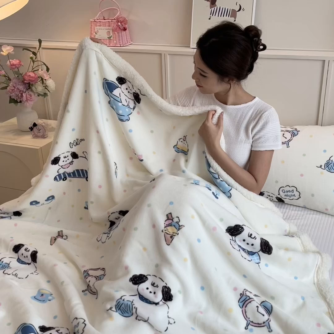 91家纺网 家纺一手货源 找家纺 丝幔家纺 2025新款A类卡通牛奶绒毛毯多功能毯 萌宠小狗