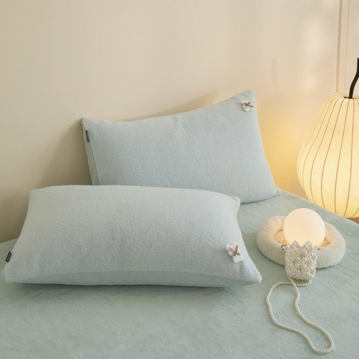 91家纺网 家纺一手货源 找家纺 羽梦家纺 2025新款260克加厚全消光糯米绒阳光绒加厚保暖四件套 糯米绒-气泡蓝