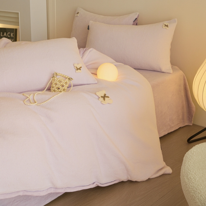 91家纺网 家纺一手货源 找家纺 羽梦家纺 2025新款260克加厚全消光糯米绒阳光绒加厚保暖四件套 糯米绒-香芋紫