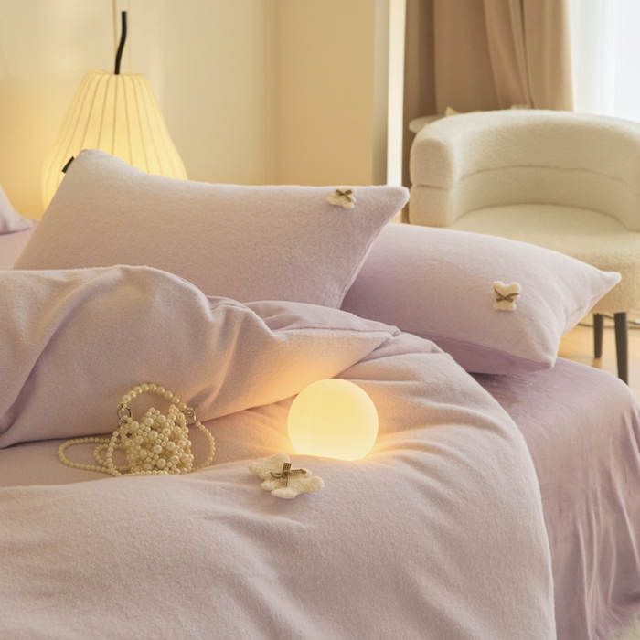 91家纺网 家纺一手货源 找家纺 羽梦家纺 2025新款260克加厚全消光糯米绒阳光绒加厚保暖四件套 糯米绒-香芋紫