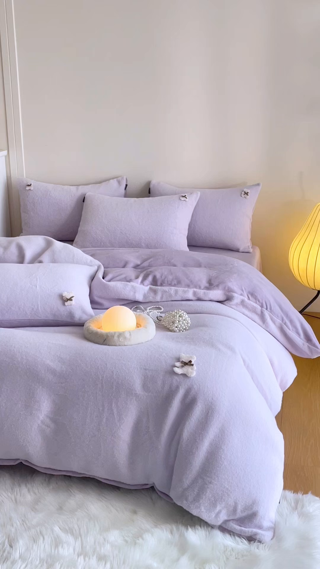 91家纺网 家纺一手货源 找家纺 羽梦家纺 2025新款260克加厚全消光糯米绒阳光绒加厚保暖四件套 糯米绒-香芋紫