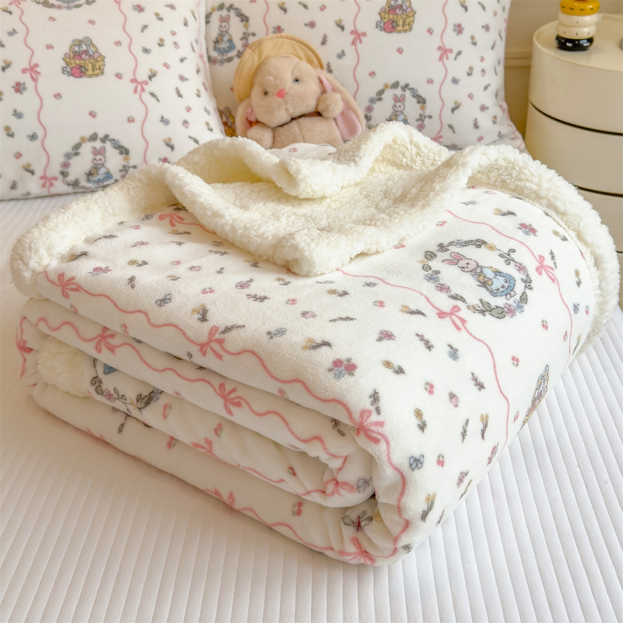 91家纺网 家纺一手货源 找家纺 丝幔家纺 2025新款A类卡通牛奶绒毛毯多功能毯 秘密花园