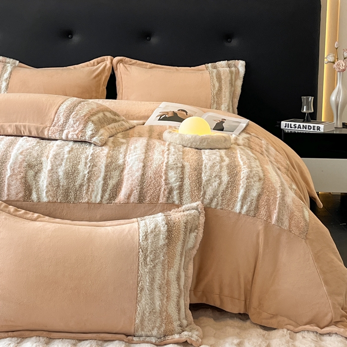 91家纺网 家纺一手货源 找家纺 （总）羽梦家纺 2025新款260克加厚全消光皮草款阳光绒轻奢四件套