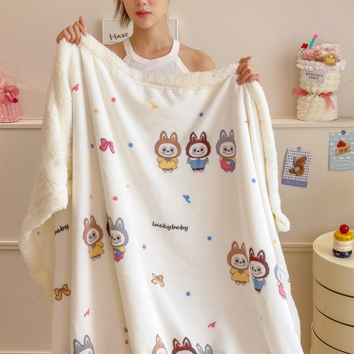 91家纺网 家纺一手货源 找家纺 丝幔家纺 2025新款A类卡通牛奶绒毛毯多功能毯 趣多多