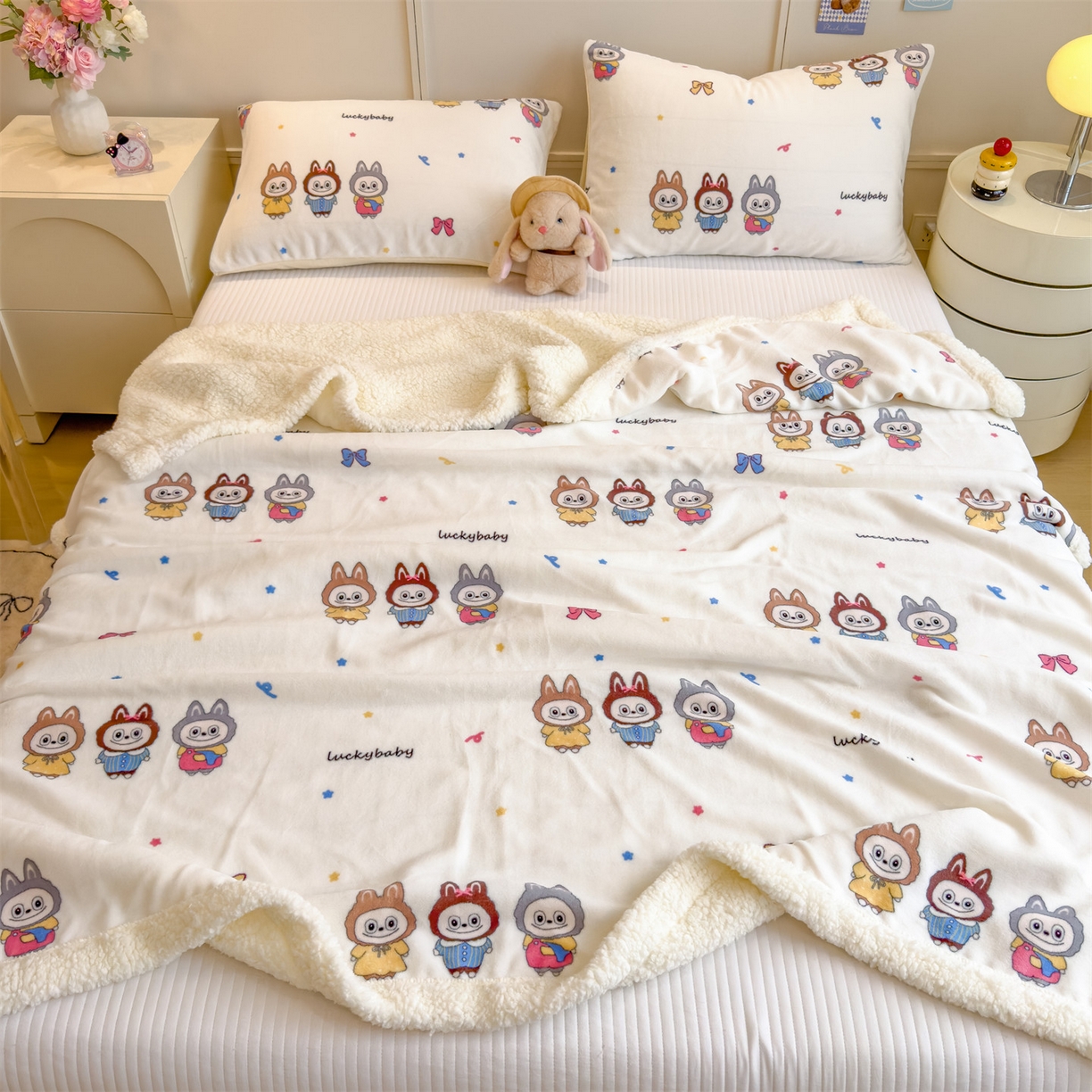 91家纺网 家纺一手货源 找家纺 丝幔家纺 2025新款A类卡通牛奶绒毛毯多功能毯 趣多多