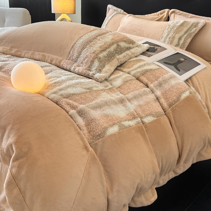 91家纺网 家纺一手货源 找家纺 （总）羽梦家纺 2025新款260克加厚全消光皮草款阳光绒轻奢四件套