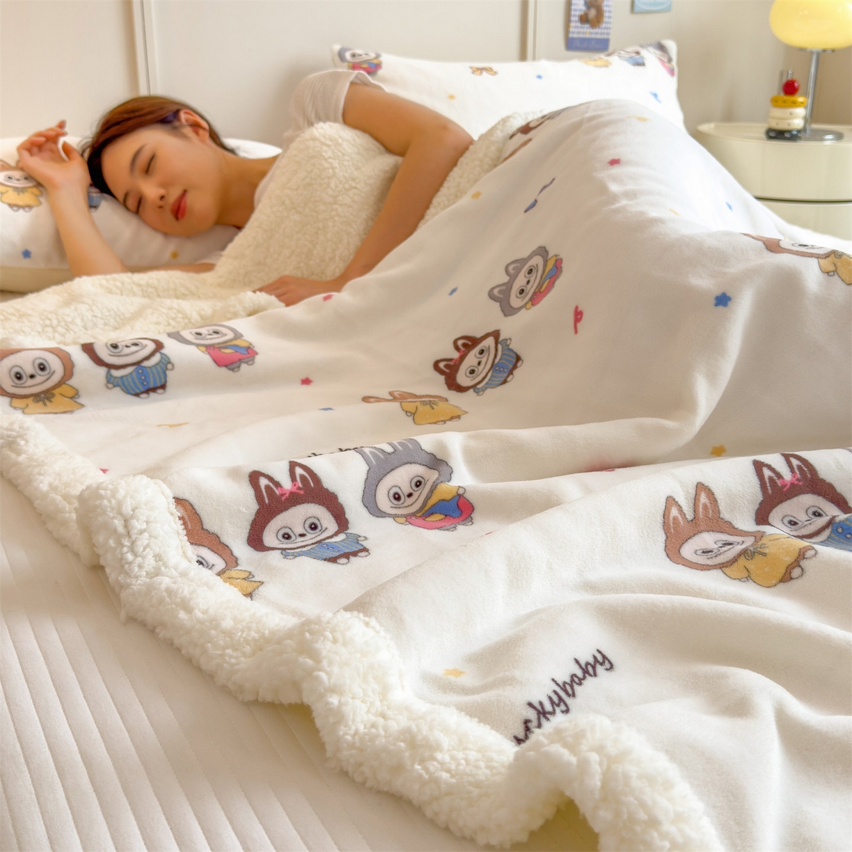 91家纺网 家纺一手货源 找家纺 丝幔家纺 2025新款A类卡通牛奶绒毛毯多功能毯 趣多多