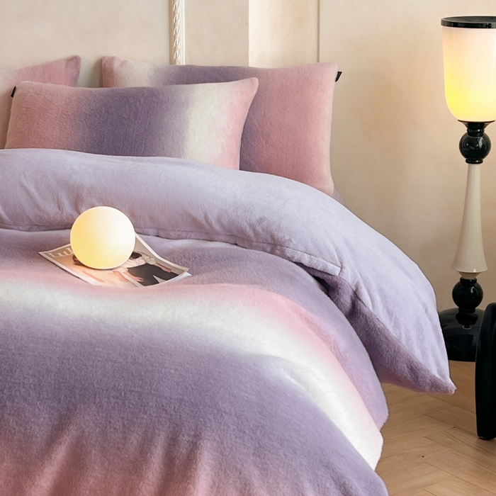 91家纺网 家纺一手货源 找家纺 羽梦家纺 2025新款260克加厚全消光云朵绒阳光绒加厚保暖四件套 棉花糖-芋泥紫