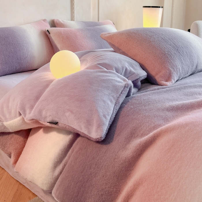 91家纺网 家纺一手货源 找家纺 羽梦家纺 2025新款260克加厚全消光云朵绒阳光绒加厚保暖四件套 棉花糖-芋泥紫