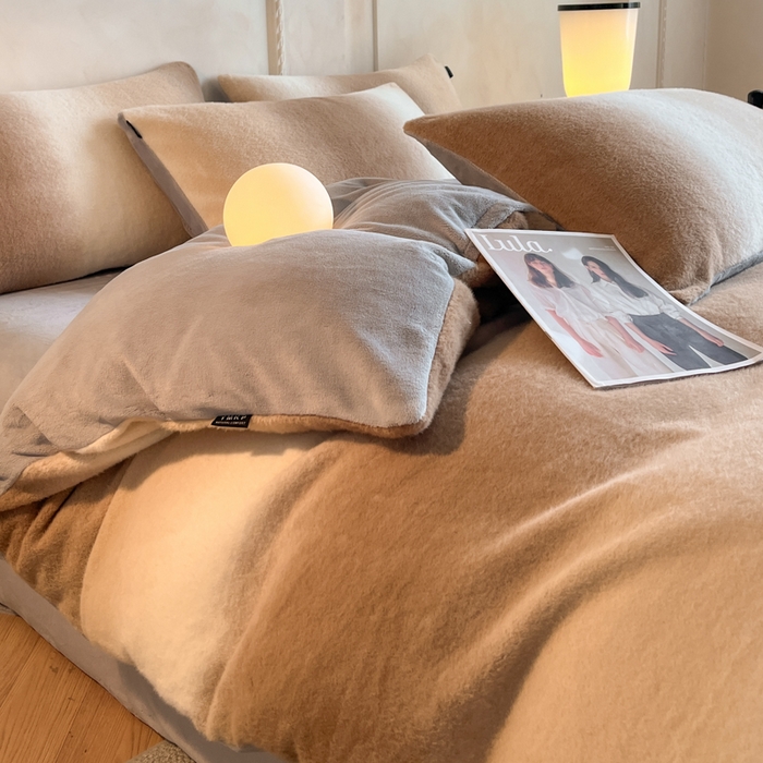 91家纺网 家纺一手货源 找家纺 羽梦家纺 2025新款260克加厚全消光云朵绒阳光绒加厚保暖四件套 棉花糖-玛奇朵