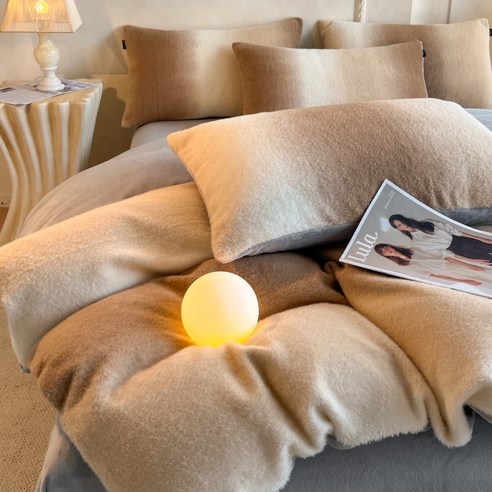 91家纺网 家纺一手货源 找家纺 羽梦家纺 2025新款260克加厚全消光云朵绒阳光绒加厚保暖四件套 棉花糖-玛奇朵