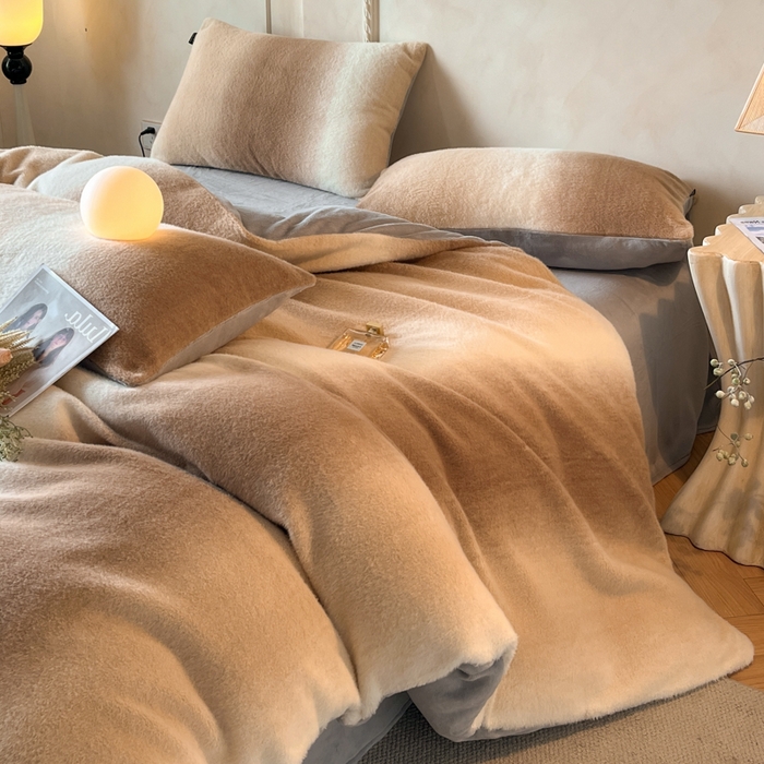 91家纺网 家纺一手货源 找家纺 羽梦家纺 2025新款260克加厚全消光云朵绒阳光绒加厚保暖四件套 棉花糖-玛奇朵