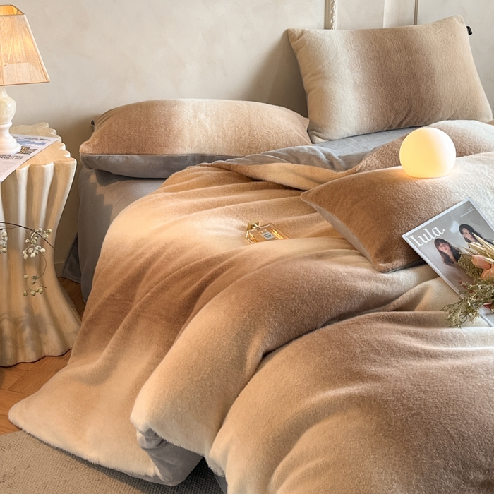 91家纺网 家纺一手货源 找家纺 羽梦家纺 2025新款260克加厚全消光云朵绒阳光绒加厚保暖四件套 棉花糖-玛奇朵