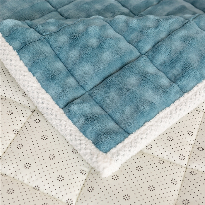 91家纺网 家纺一手货源 找家纺 正邦家纺 2025新款泡泡绒床褥床垫 湖蓝