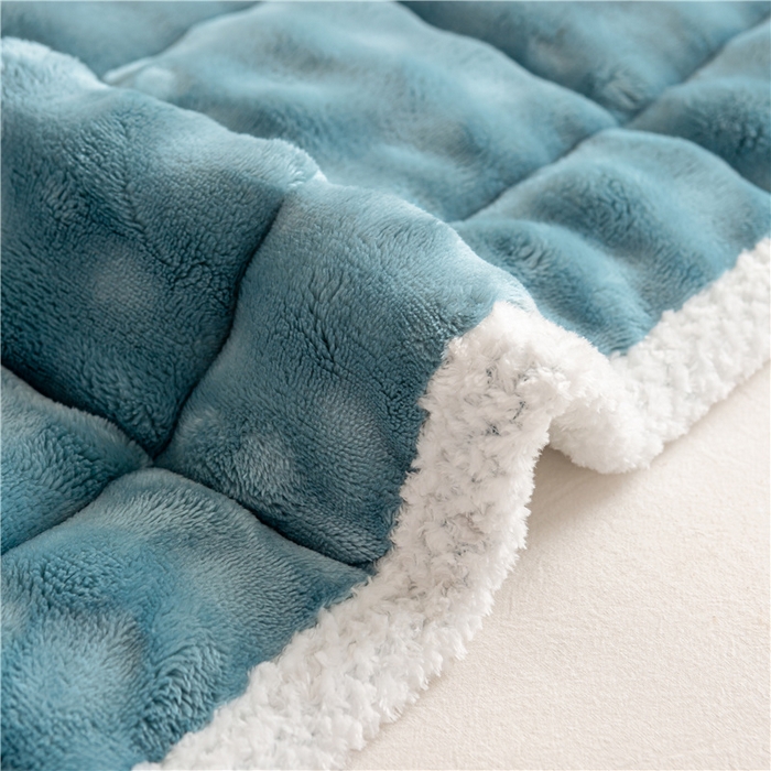 91家纺网 家纺一手货源 找家纺 正邦家纺 2025新款泡泡绒床褥床垫 湖蓝