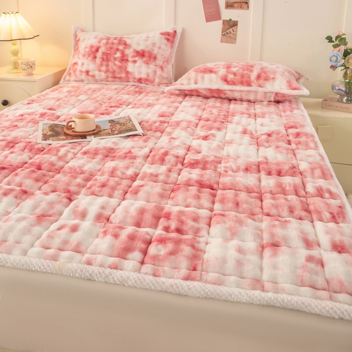 91家纺网 家纺一手货源 找家纺 正邦家纺 2025新款泡泡绒床褥床垫 渐变粉