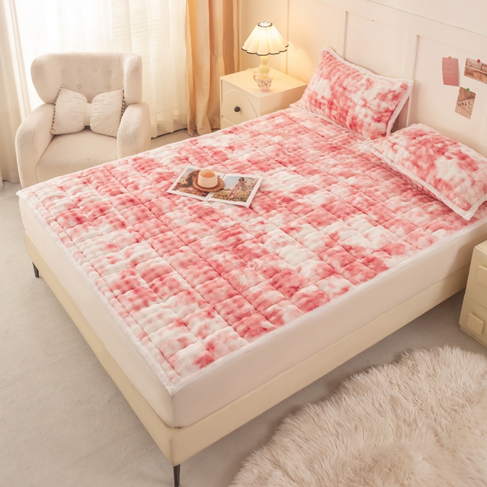 91家纺网 家纺一手货源 找家纺 正邦家纺 2025新款泡泡绒床褥床垫 渐变粉