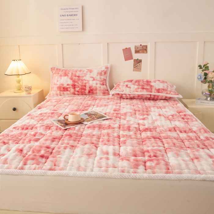 91家纺网 家纺一手货源 找家纺 正邦家纺 2025新款泡泡绒床褥床垫 渐变粉