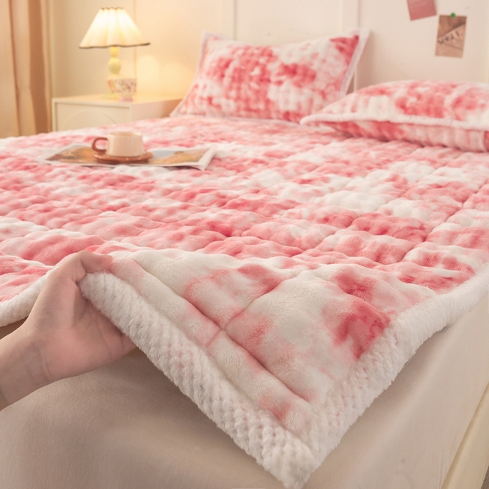 91家纺网 家纺一手货源 找家纺 正邦家纺 2025新款泡泡绒床褥床垫 渐变粉