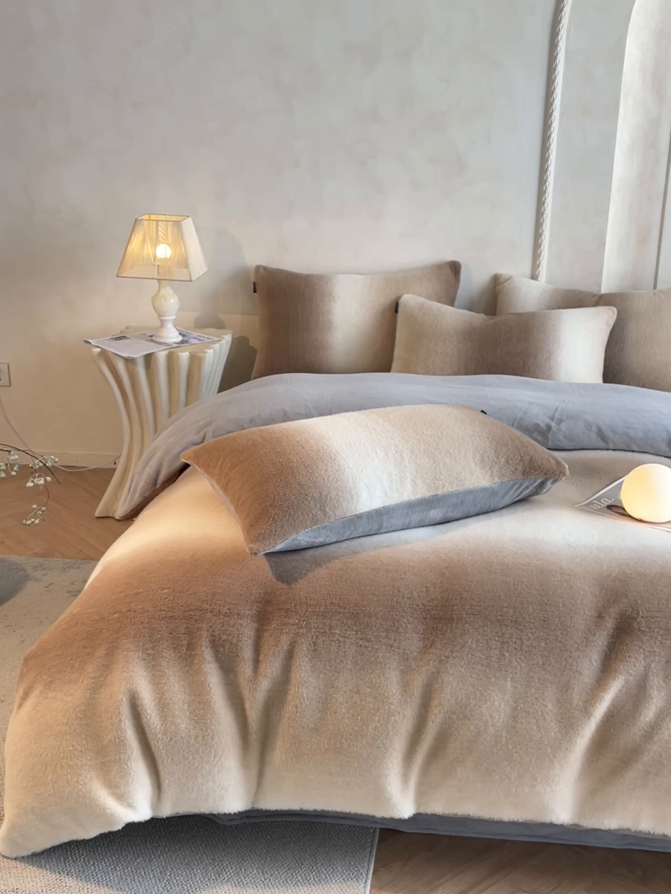 91家纺网 家纺一手货源 找家纺 羽梦家纺 2025新款260克加厚全消光云朵绒阳光绒加厚保暖四件套 棉花糖-玛奇朵