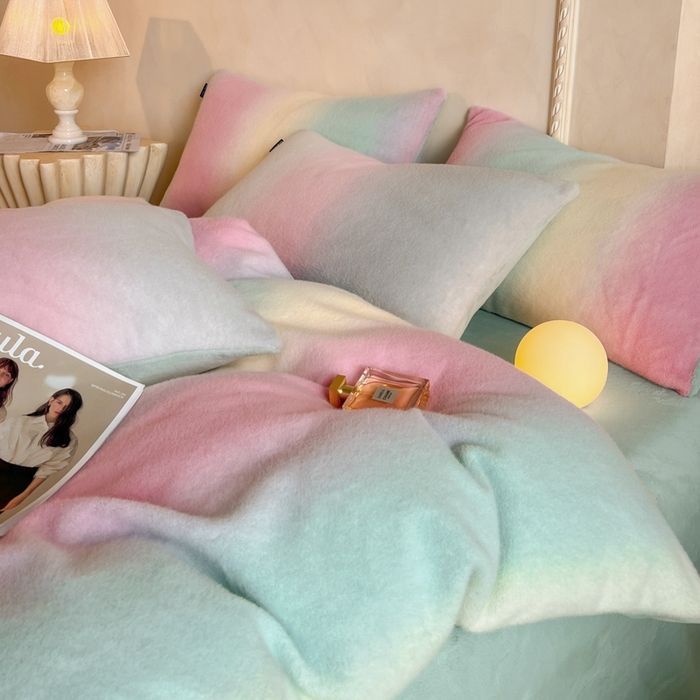 91家纺网 家纺一手货源 找家纺 羽梦家纺 2025新款260克加厚全消光云朵绒阳光绒加厚保暖四件套 棉花糖-泡芙粉