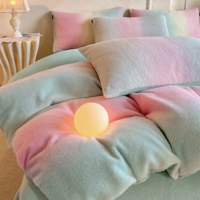 91家纺网 家纺一手货源 找家纺 羽梦家纺 2025新款260克加厚全消光云朵绒阳光绒加厚保暖四件套 棉花糖-泡芙粉