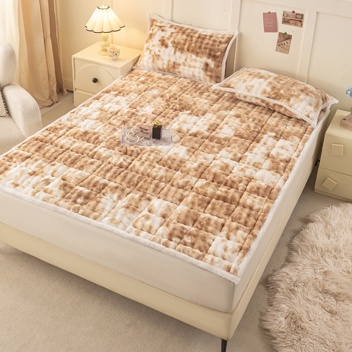 91家纺网 家纺一手货源 找家纺 正邦家纺 2025新款泡泡绒床褥床垫 渐变咖