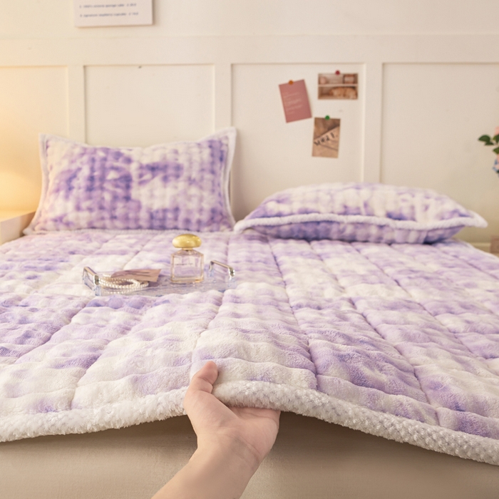 91家纺网 家纺一手货源 找家纺 正邦家纺 2025新款泡泡绒床褥床垫 渐变紫