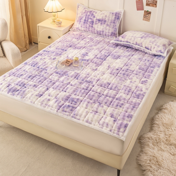 91家纺网 家纺一手货源 找家纺 正邦家纺 2025新款泡泡绒床褥床垫 渐变紫