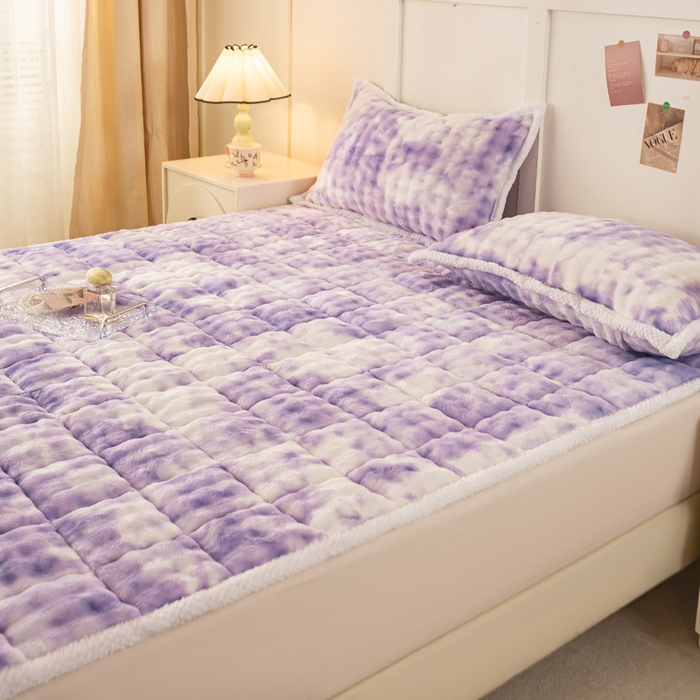 91家纺网 家纺一手货源 找家纺 正邦家纺 2025新款泡泡绒床褥床垫 渐变紫