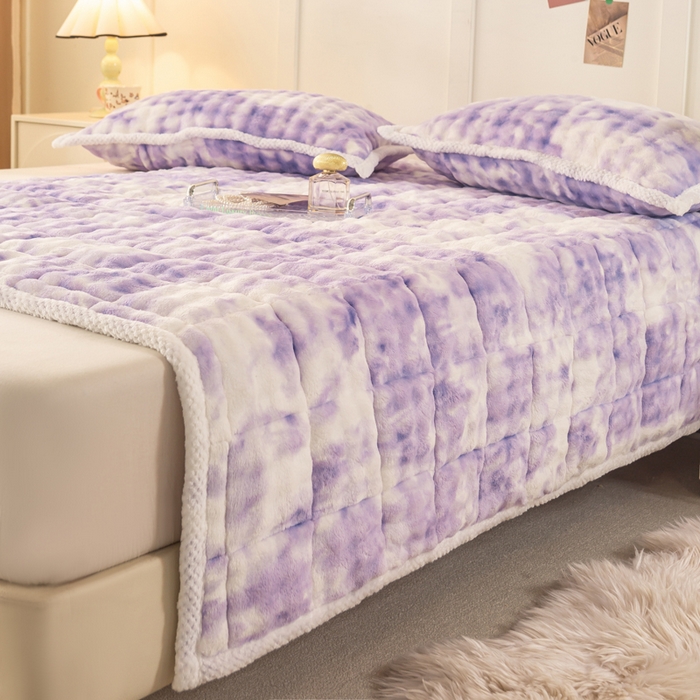 91家纺网 家纺一手货源 找家纺 正邦家纺 2025新款泡泡绒床褥床垫 渐变紫