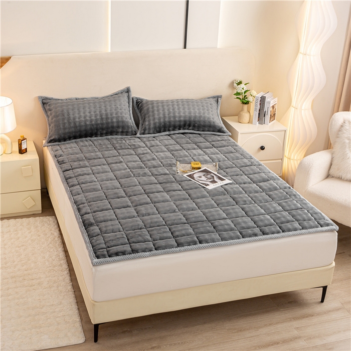 91家纺网 家纺一手货源 找家纺 正邦家纺 2025新款泡泡绒床褥床垫 深灰