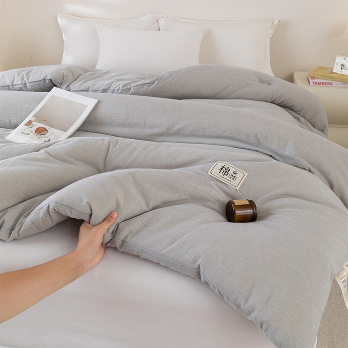 91家纺网 家纺一手货源 找家纺 天瑜家纺 2025新款全棉纯棉纱布大豆被被子被芯 灰色