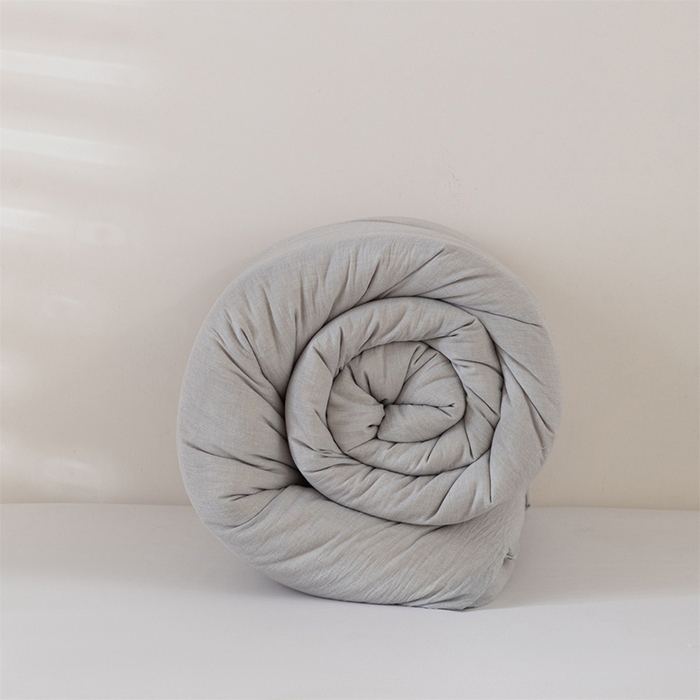 91家纺网 家纺一手货源 找家纺 天瑜家纺 2025新款全棉纯棉纱布大豆被被子被芯 灰色