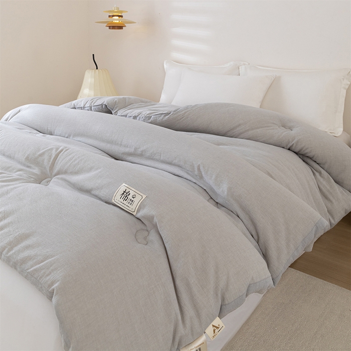 91家纺网 家纺一手货源 找家纺 天瑜家纺 2025新款全棉纯棉纱布大豆被被子被芯 灰色