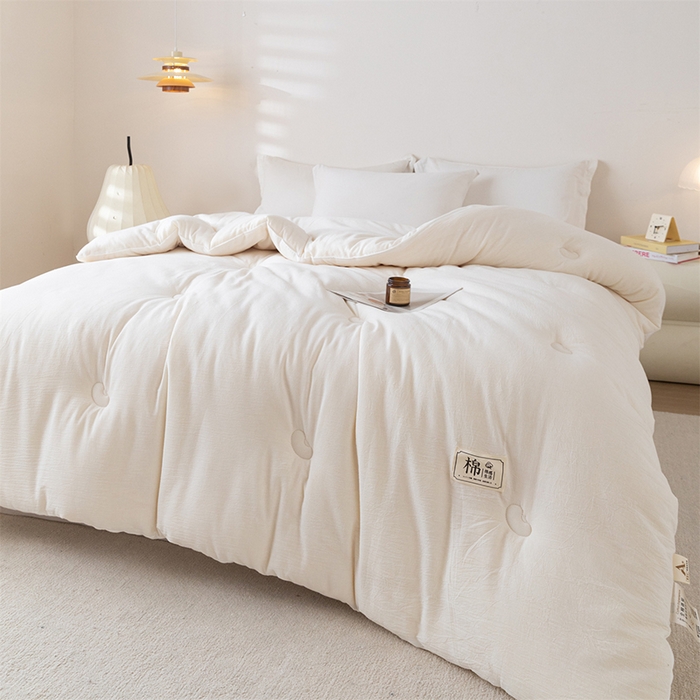 91家纺网 家纺一手货源 找家纺 天瑜家纺 2025新款全棉纯棉纱布大豆被被子被芯 白色